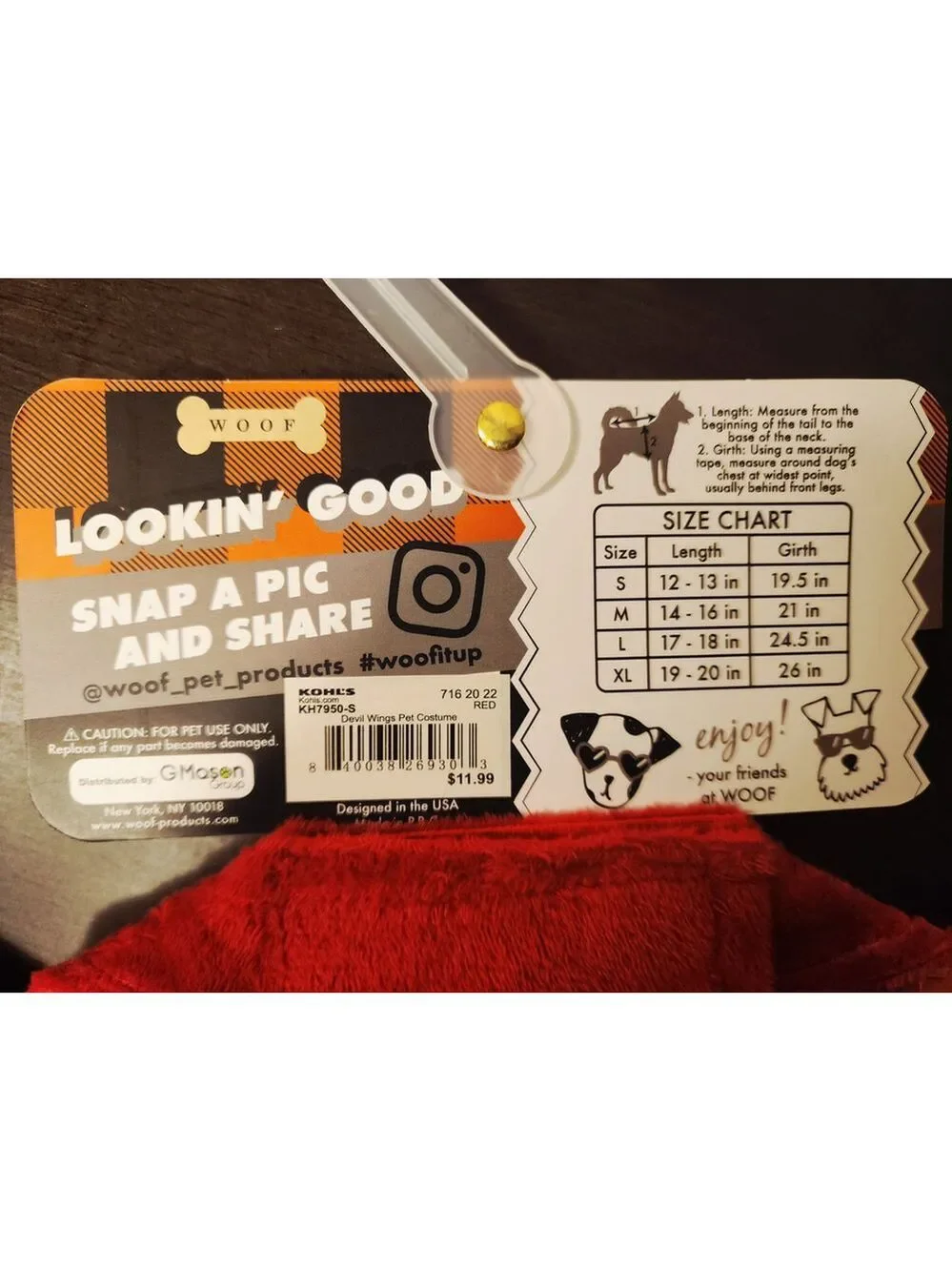 Woof Little Devil Wings - SMALL Dog - Halloween Costume